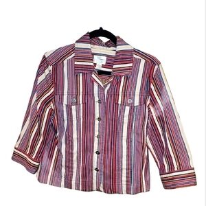 CHRISTOPHER & BANKS size large stretch Vintage jacket striped multi color